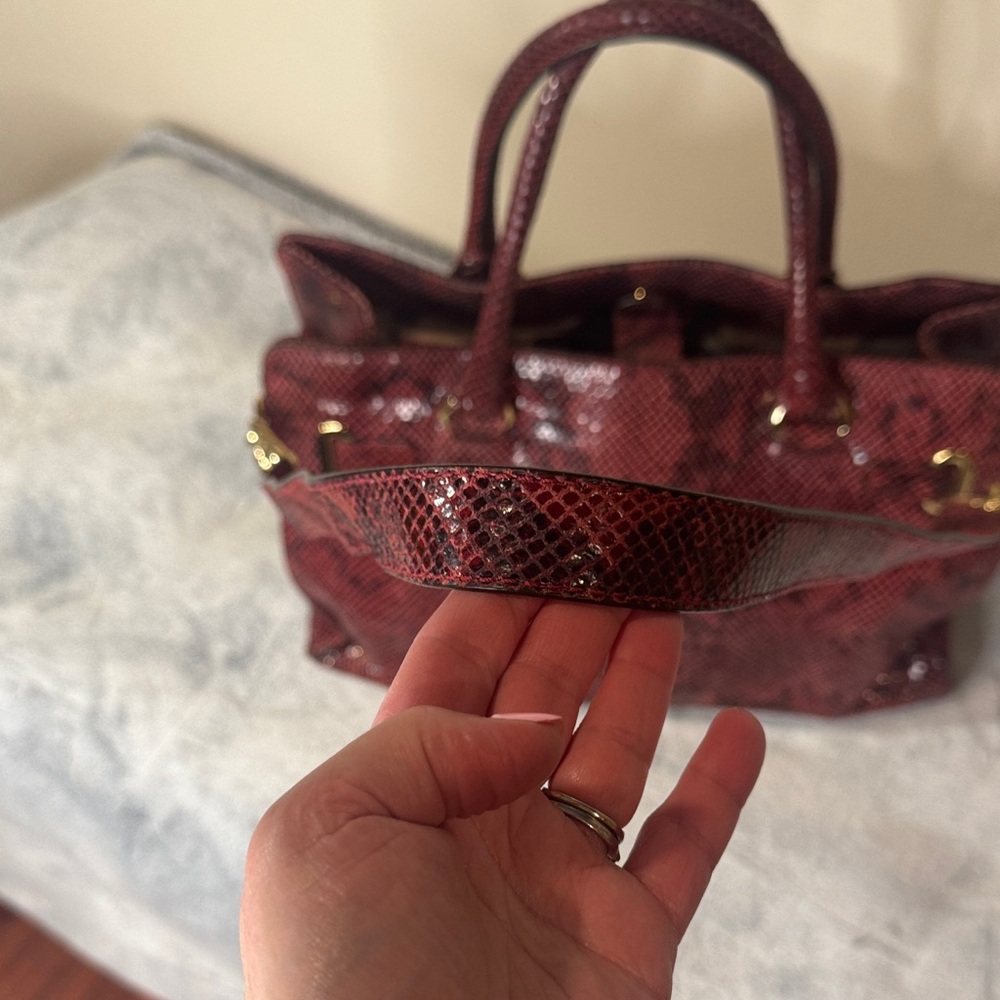 Michael Kors Bedford Red & Black Python-Embossed … - image 8